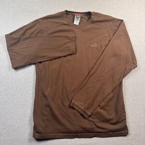 The North Face Base Layer Shirt Men M Brown Long Sleeve Crewneck Outdoors Casual